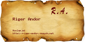 Riger Andor névjegykártya